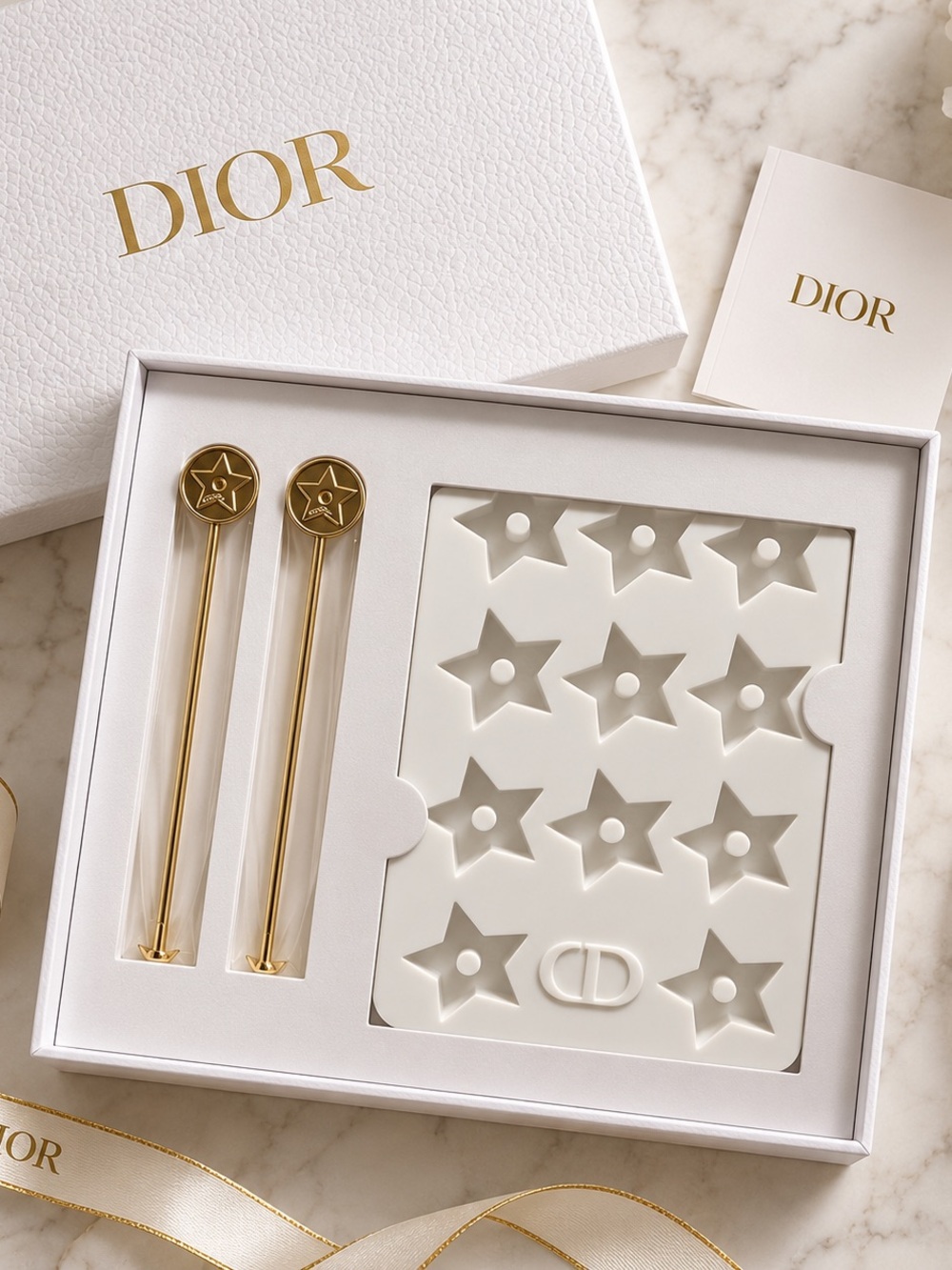 DIOR 2026 Platinum VIP Beverage Set Star Ice Tray Gold Stirrers NIB